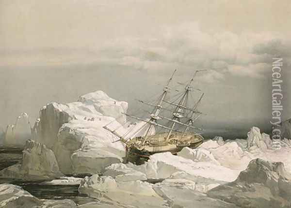 The critical position of H.M.S. Investigator on the North Coast of Baring Island, 1851 Oil Painting - S. Gurney Cresswell