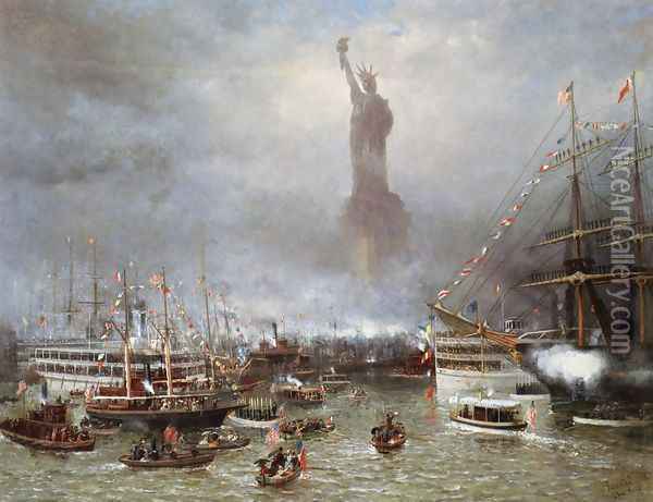Statue of Liberty Celebration Oil Painting - Frederick Rondel Sr.