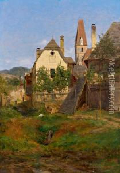 Motivo Di Deutsch Altenburg Secondo Dicitura Antica Sul Retro Oil Painting - Anton Hansch