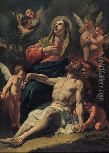 Compianto Di Gesu Deposto Dalla Croce Oil Painting - Francesco Fontebasso