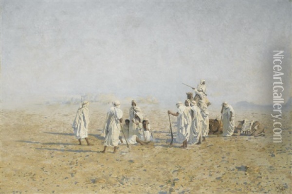 Bedouins Dans Le Desert Oil Painting - Adolf von Meckel
