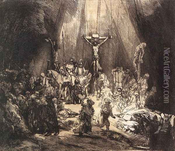 The Three Crosses (second state) 1653 Oil Painting - Rembrandt Van Rijn