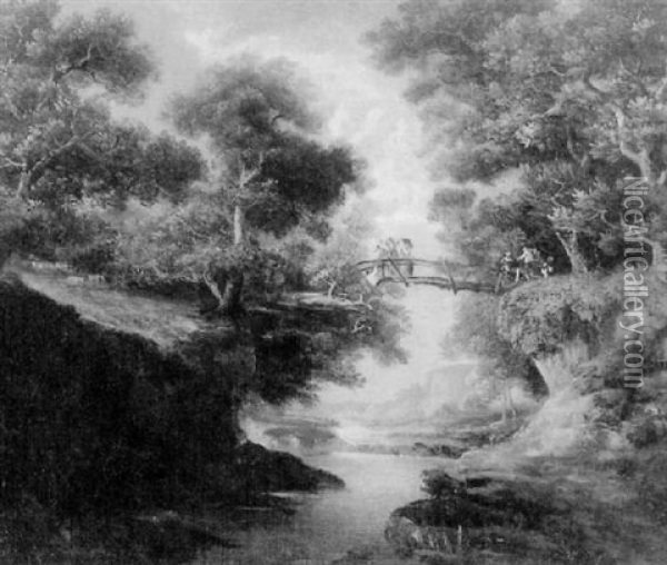 A Treacherous Crossing Oil Painting - George Barret