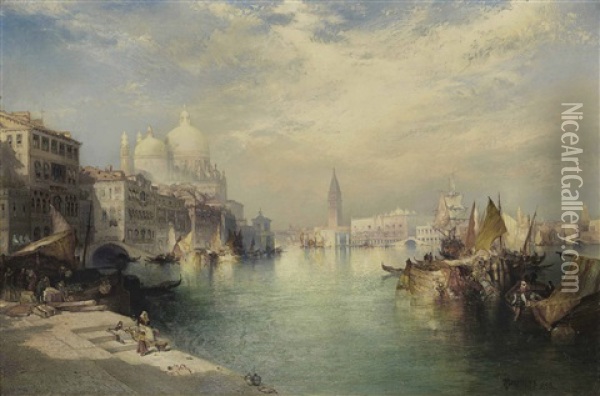 The Lagoon, Venice Oil Painting - Thomas Moran