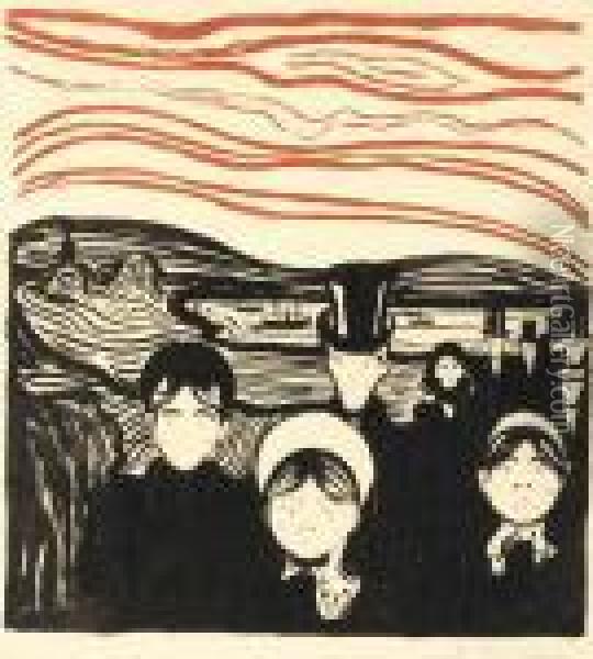 Angstgefuhl (s. 61)* Oil Painting - Edvard Munch