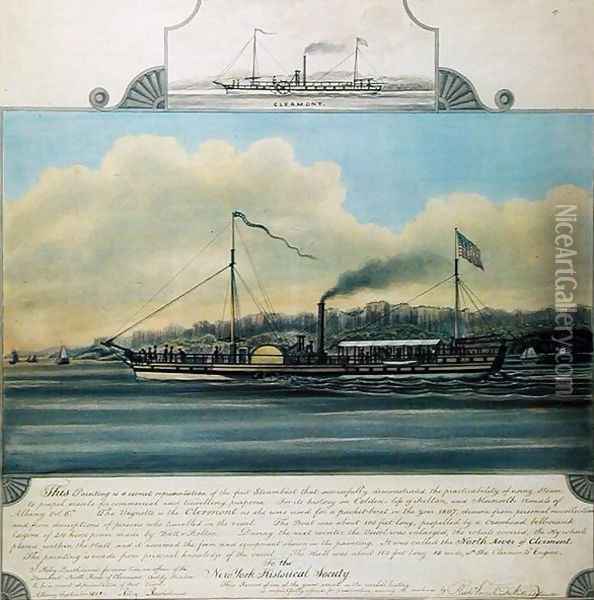 Hudson River Steamboat Clermont, 1858 Oil Painting - Richard Varick De Witt