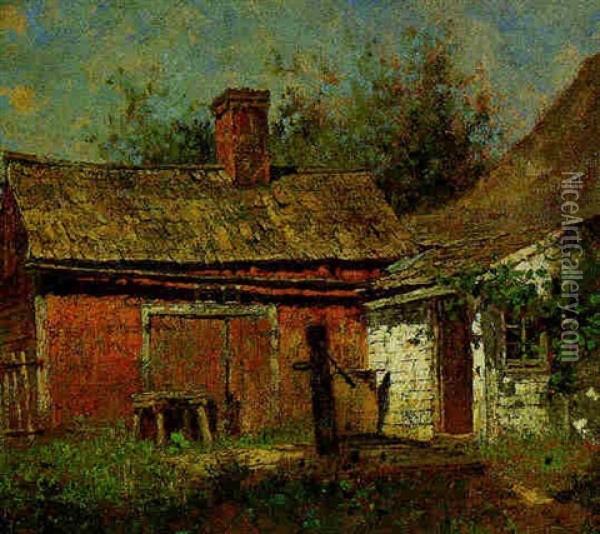 The Farm House And Water Pump Oil Painting - Alfred Cornelius Howland