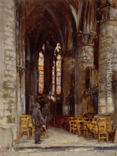 Kirche St. Gudule (brussel) Oil Painting - Max Friedrich Rabes