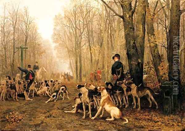 Morning The Hunt at Chantilly Oil Painting - Jean Maxime Claude