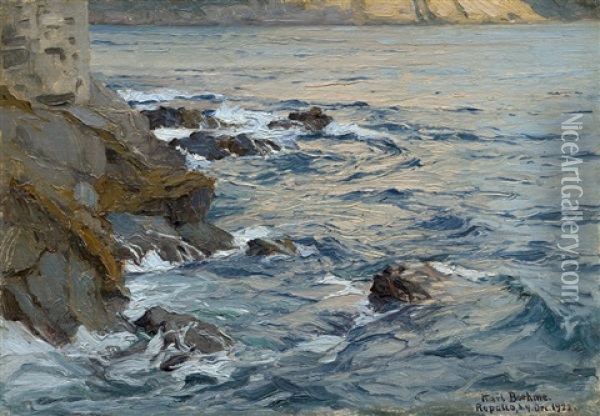 Meeresbrandung An Der Kuste Von Rapallo Oil Painting - Karl Theodor Boehme