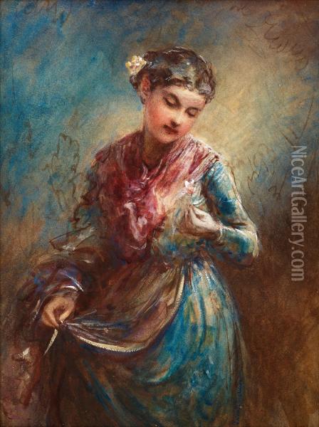 Indian Girl Oil Painting - Egron Sellif Lundgren