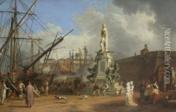 Der Hafen Von Livorno Iii Oil Painting - Jacob Philipp Hackert