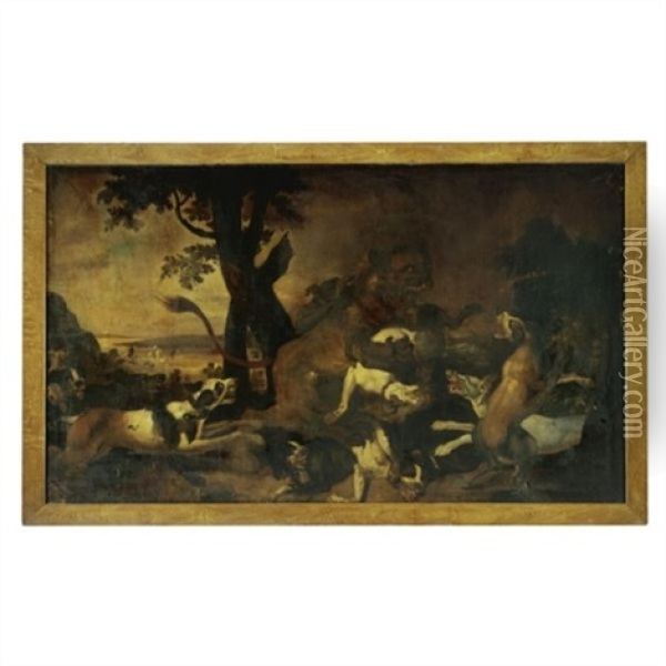 A Lion Hunt Oil Painting - Abraham Danielsz Hondius