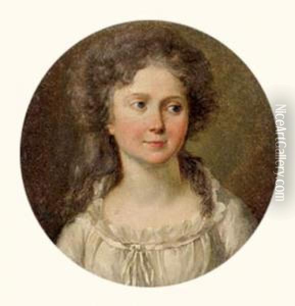 Portrait De Jeune Fille Au Corsage Blanc Oil Painting - Marguerite Gerard
