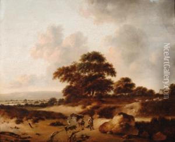 A Landscape With Shepherdand Stock On The Foreground Oil Painting - Jan Wijnants