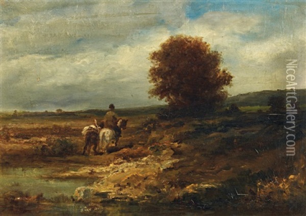 Landschaft Mit Reitermotiv Oil Painting - Adolf Schreyer