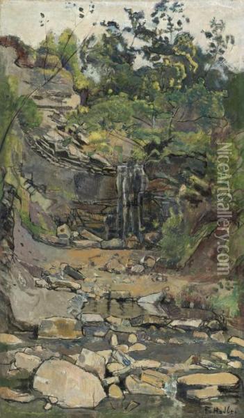 Waterfall In The Savoy Region Oil Painting - Ferdinand Hodler