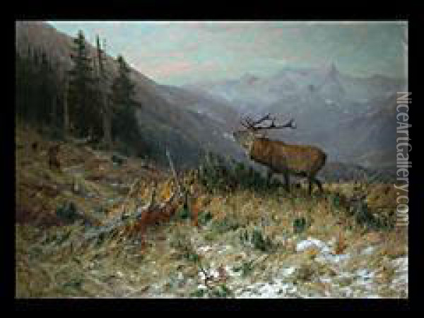 Herbstmorgen Im Hochgebirge In Hohenschaftlarn Oil Painting - Arthur Thiele