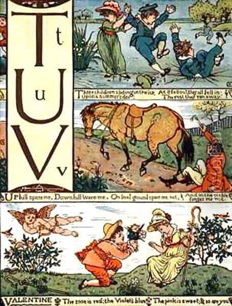 T to V from an alphabet based on old nursery rhymes Oil Painting - Walter Crane