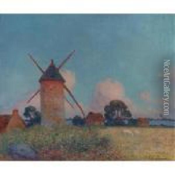 Moulin A Vent Dans Un Paysage Oil Painting - Ferdinand Loyen Du Puigaudeau