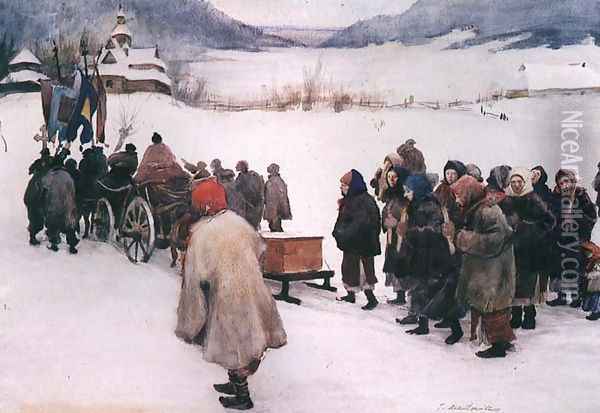 Hucul Funeral Oil Painting - Teodor Axentowicz
