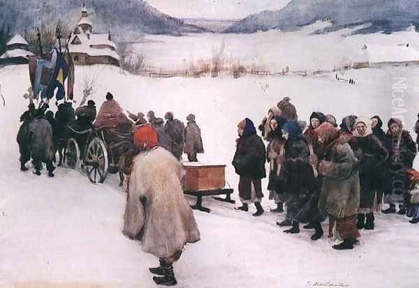 Hucul Funeral Oil Painting - Teodor Axentowicz