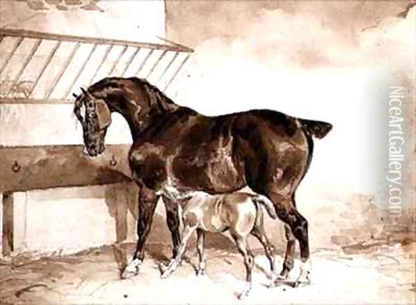 Mare and foal Oil Painting - Theodore Gericault