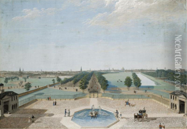 View Of St. James Park From Buckingham House Oil Painting - Karl Georg Enslen