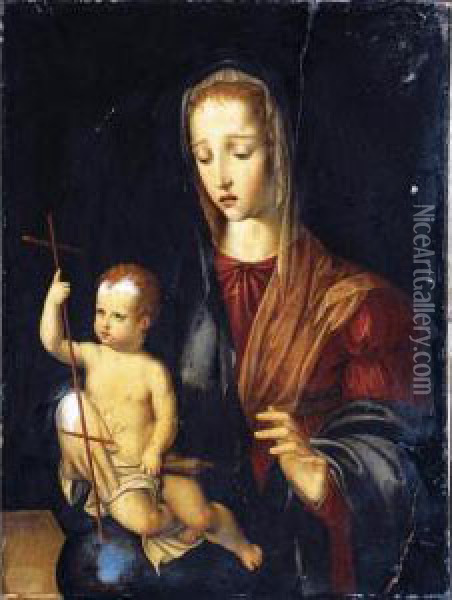 The Virgin And Child Oil Painting - E. Morales