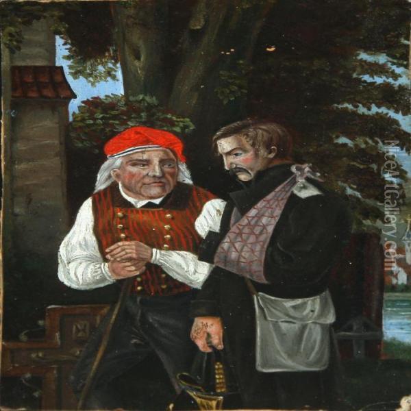 Conversation Oil Painting - Hans Ludvig Smidth