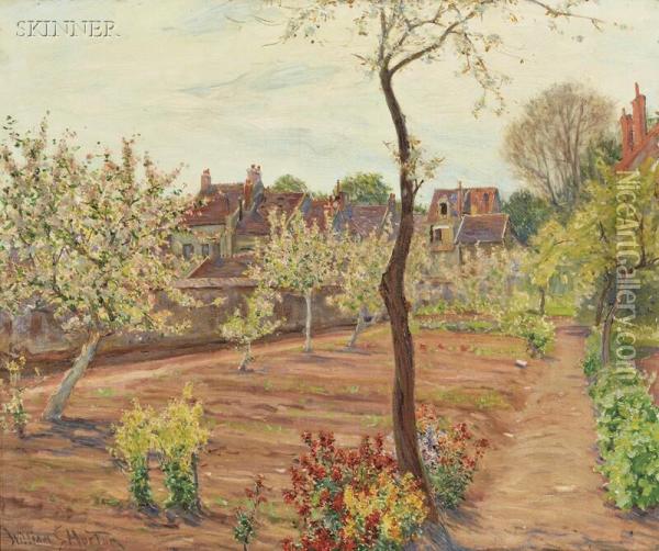 Cottage Garden In Spring Oil Painting - William Samuel Horton