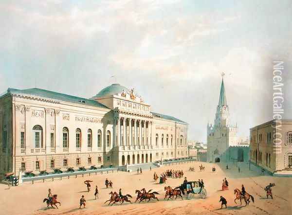 The Armoury Chamber in the Moscow Kremlin, 1840s Oil Painting - I. Chevalier