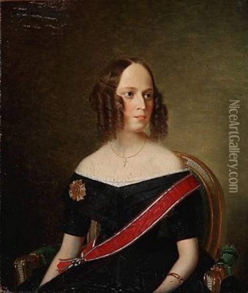 Portrait Of Ida Marie Bille, Nee Countess Bille-brahe Oil Painting - Niels Peter Holbech