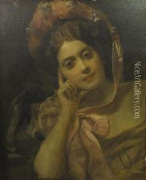 Portrait Of Young Lady Oil Painting - Hans Temple
