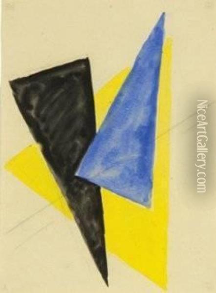 Composition With Three Triangles Oil Painting - Olga Vladimirovna Rozanova