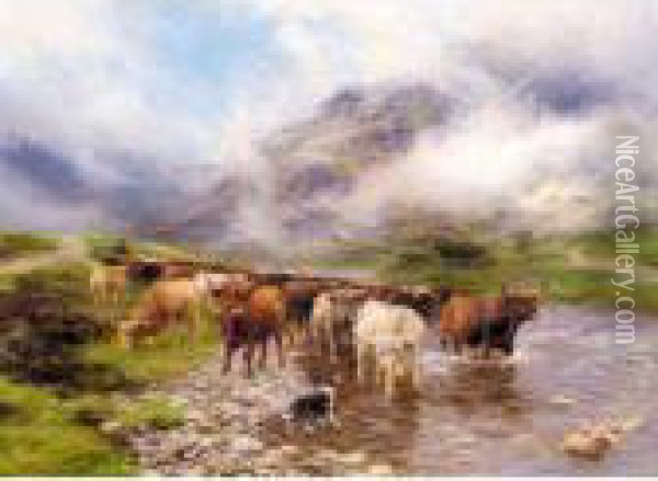 Fording Highland Cattle Oil Painting - Peter Graham