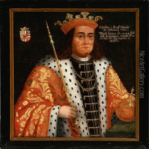 Portrait Of King Christian I Of Denmark Oil Painting - Albert Haelwegh