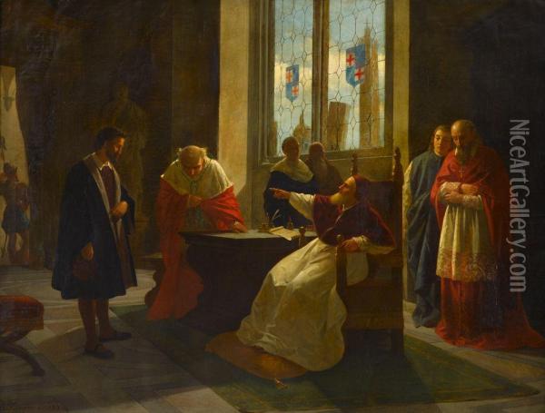 The Cleric's Admonition Oil Painting - Enrico Fanfani