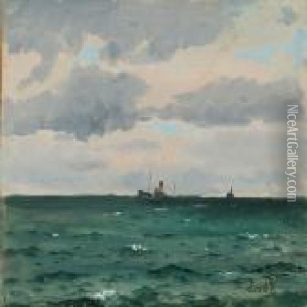 Seascape With Ships Oil Painting - Emanuel A. Petersen