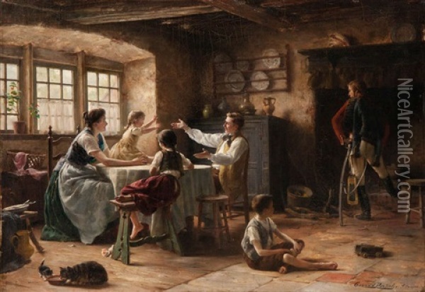 De Thuiskomst Oil Painting - Gerard Jozef Portielje
