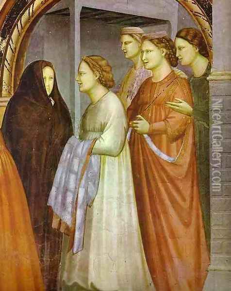 The Meeting At The Golden Gate Detail 1304-1306 Oil Painting - Giotto Di Bondone
