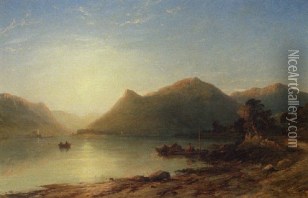 Highland Ferry Oil Painting - James Francis Danby