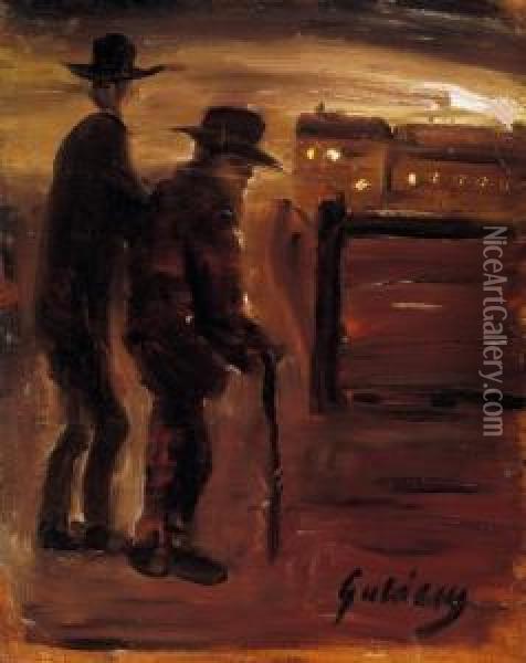 Twilight Oil Painting - Lajos Gulacsy