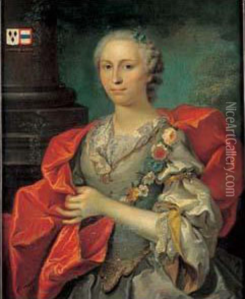 Portrait De Madame De Dampierre De Greny Oil Painting - Jean-Francois Delyen