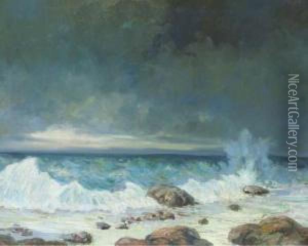 Breakers On The Shore At Dusk Oil Painting - Walter Koeniger