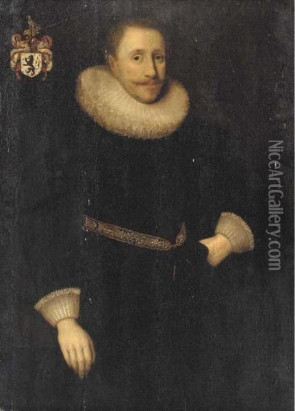 Portrait Of A Gentleman Oil Painting - Cornelius Jonson
