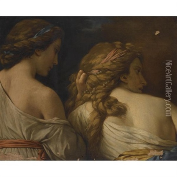 Two Nymphs Oil Painting - Louis Jean Francois Lagrenee