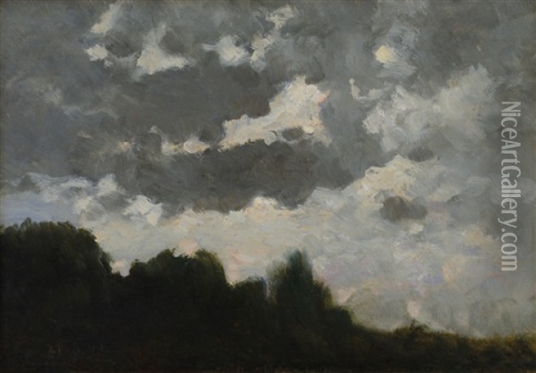 Nuvole Sulle Cime Del Bosco Oil Painting - Lorenzo Delleani