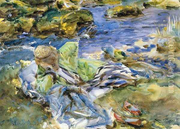 Turkish Woman By A Stream Oil Painting - John Singer Sargent