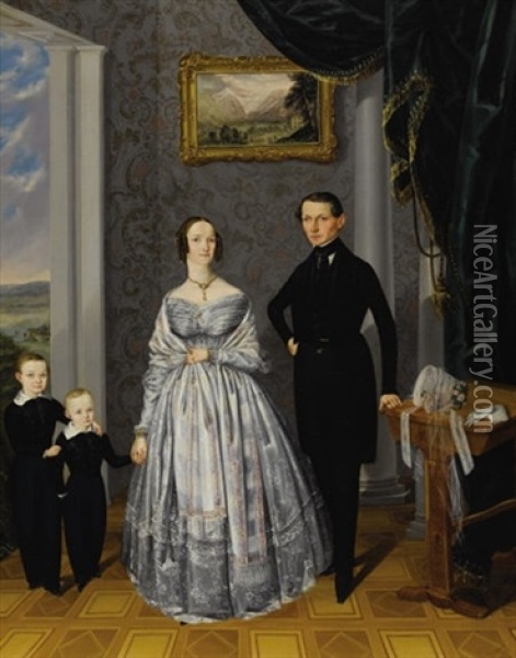 A Family Portrait Oil Painting - Alois Spulak